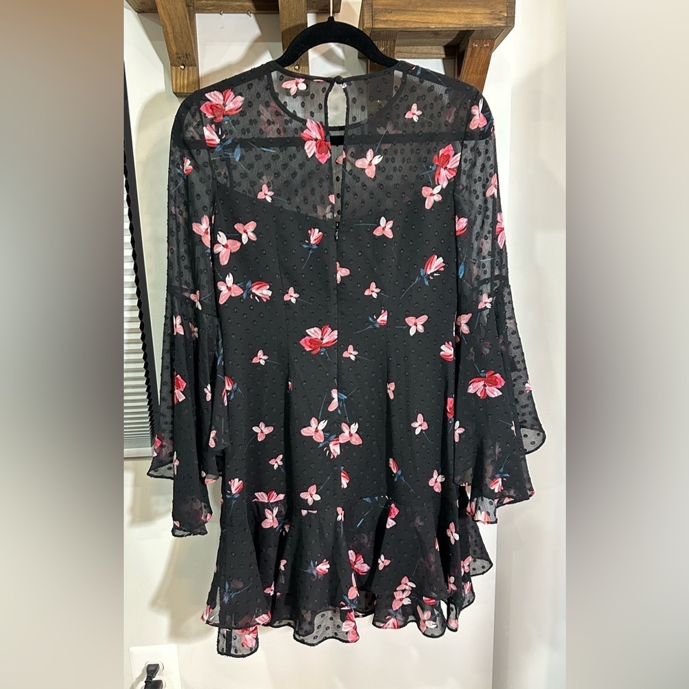 Eliza J Ruffled Black and Pink Floral Dress 2P - Picture 4 of 10